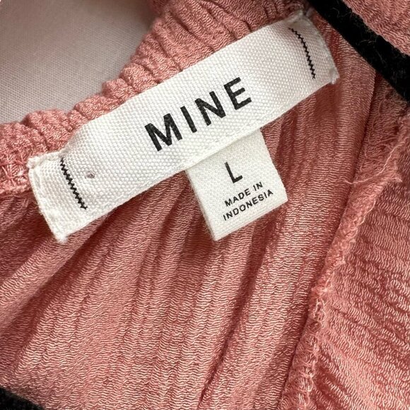 MINE Dress Size L Peasant Tiered Textured Ruffled Sleeveless Smock Babydoll Pink - Picture 8 of 12